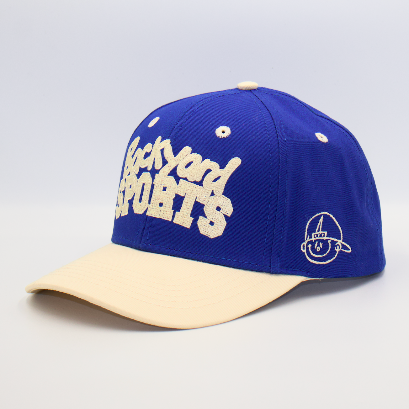Backyard Sports Hat - Cream and Royal with Pablo Sketch